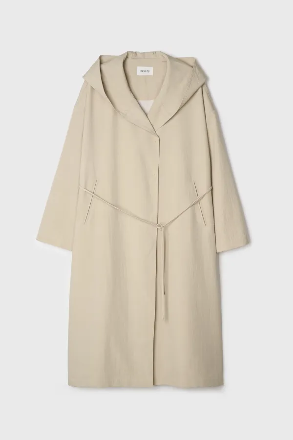 Wrap Hoodie Trench Coat (Beige)