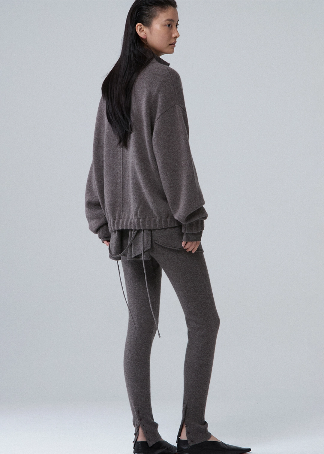 우마뭉 Wool cashmere button hem leggings_Taupe 상품 이미지 2