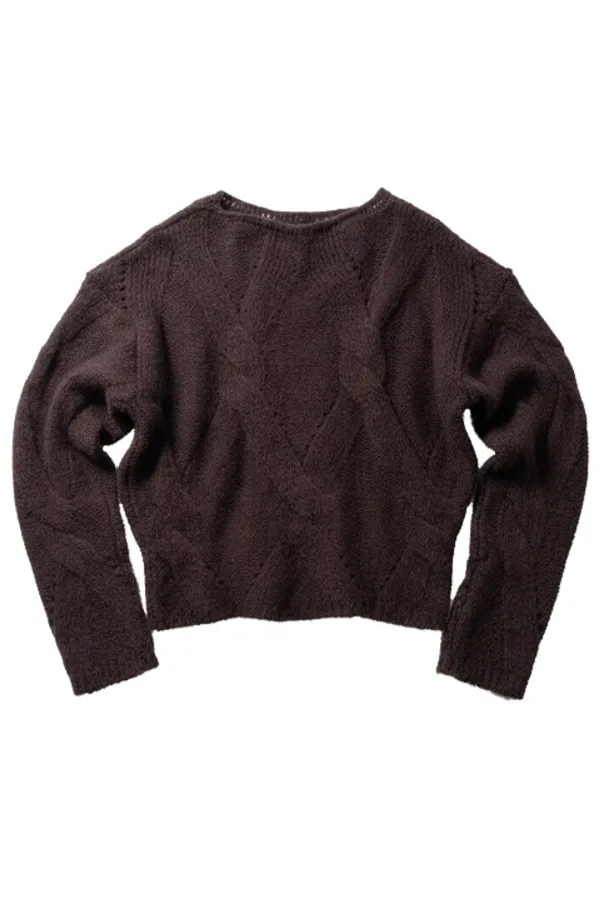 Alpaca Classic Cable  Sweater, Prune (5th Restock)