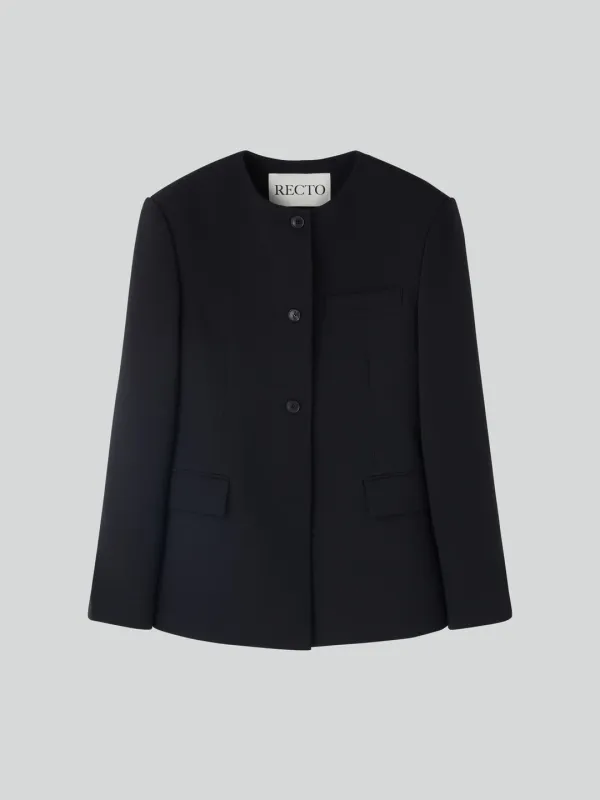 COLLARLESS SINGLE JACKET (BLACK)