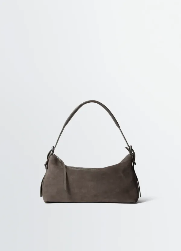 BELTED BAGUETTE BAG IN SUEDE LEATHER