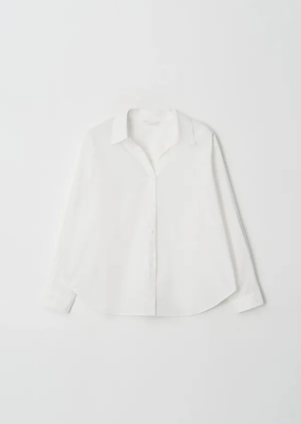 V-neck cotton shirt-ivory