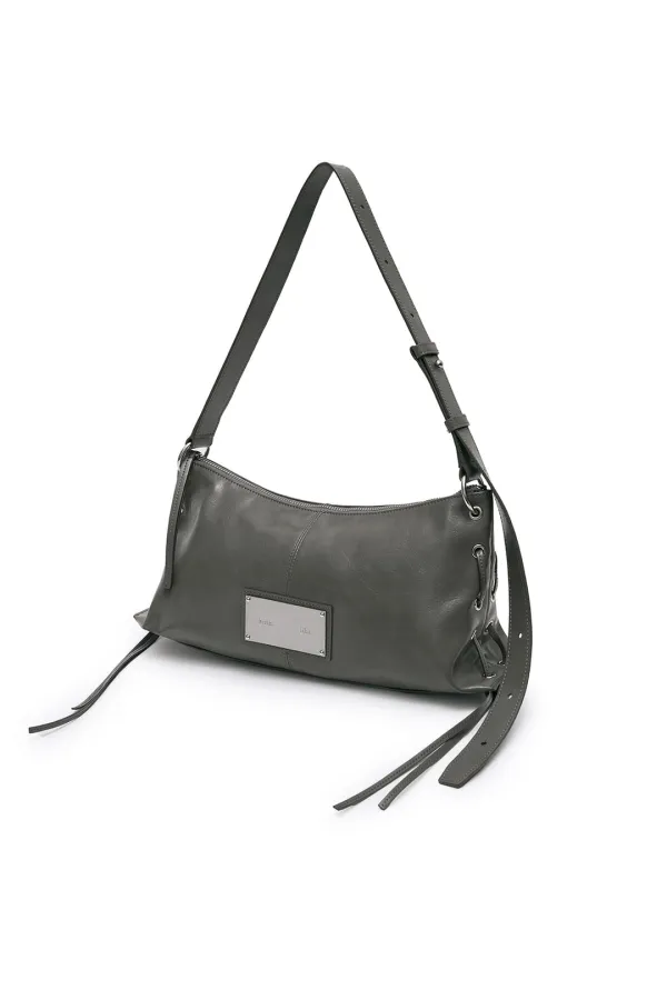 EYELET SHIRRING SHOULDER BAG IN GREY