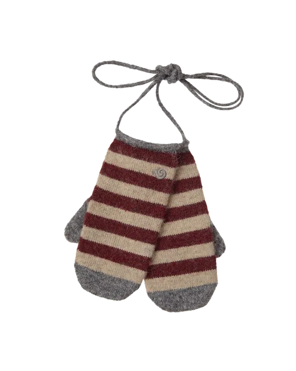 STRIPE MITTEN GLOVES [BURGUNDY]