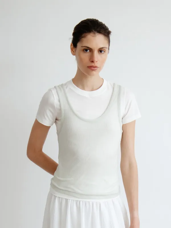 TIR SLEEVELESS LAYERED TOP_WHITE&MINT