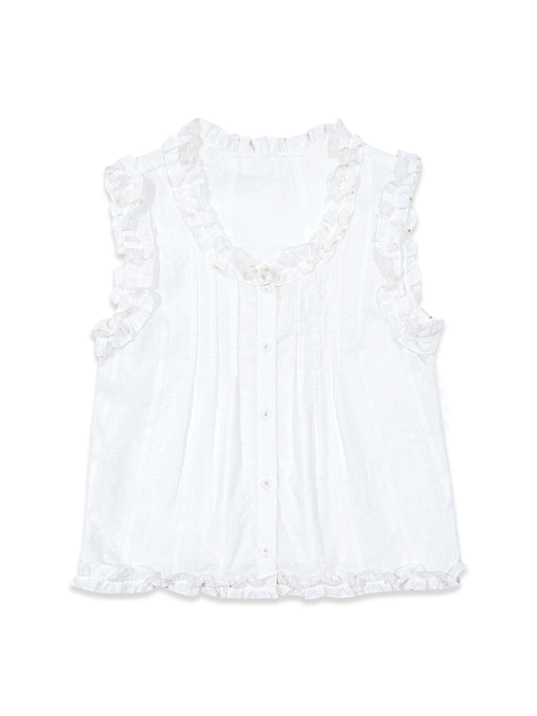 마가린핑거스 PIN TUCK SLEEVELESS BLOUSE (WHITE) 상품 이미지 3