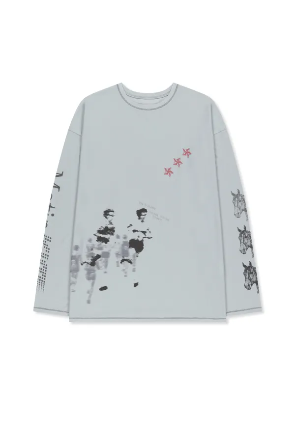 MATIN PACE GRAFFITI COVERED TOP IN GREY