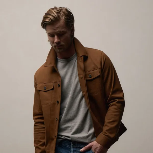 Cashmere Touch Cotton Trucker Jacket - Gingerbread