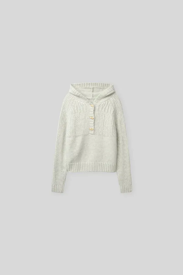 [2nd] Duffle cable hoodie knit (snow)
