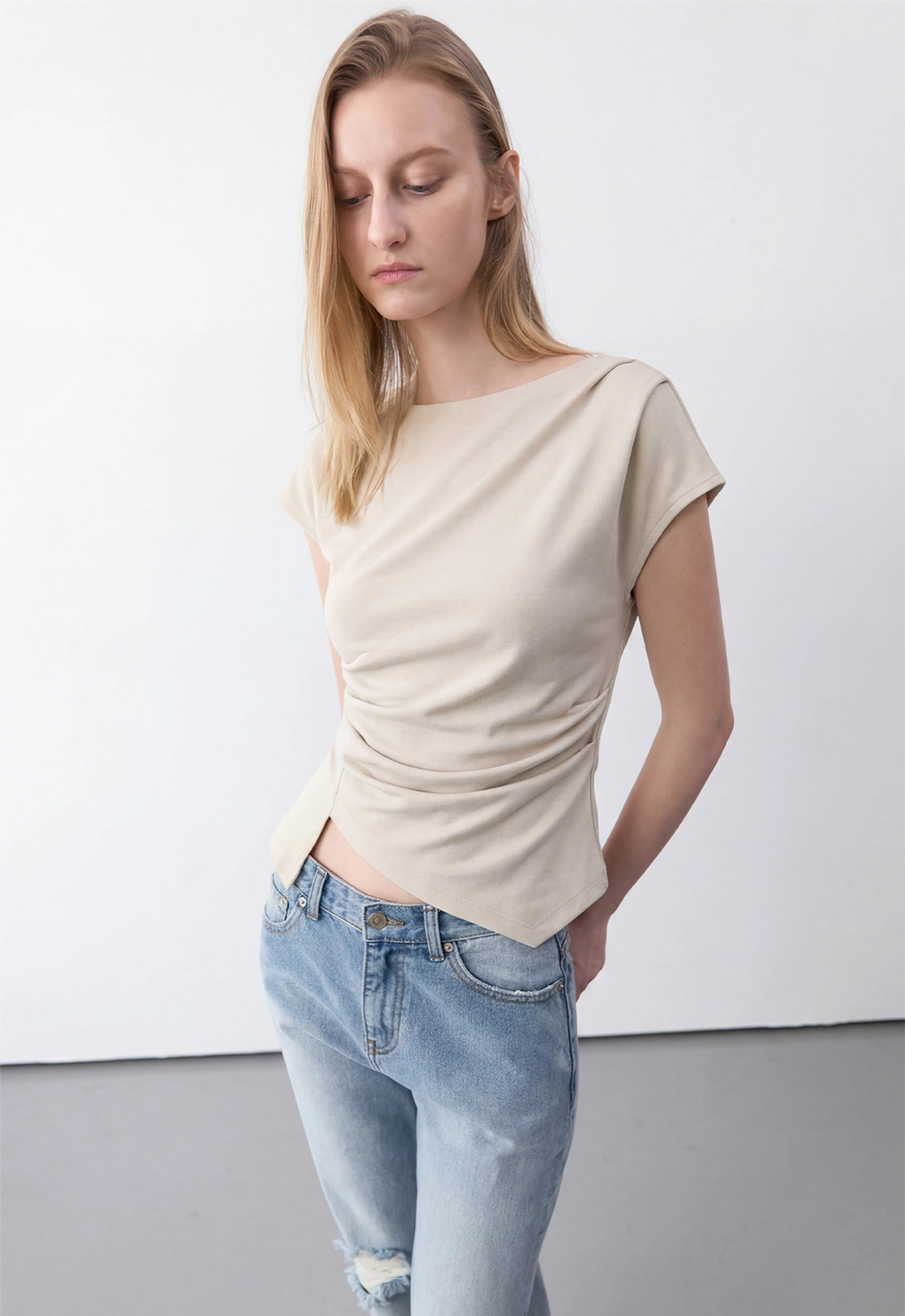 아뜰리에 나인 (Z-BL-4225)LOND WAIST TUCK  BLOUSE 상품 이미지 3