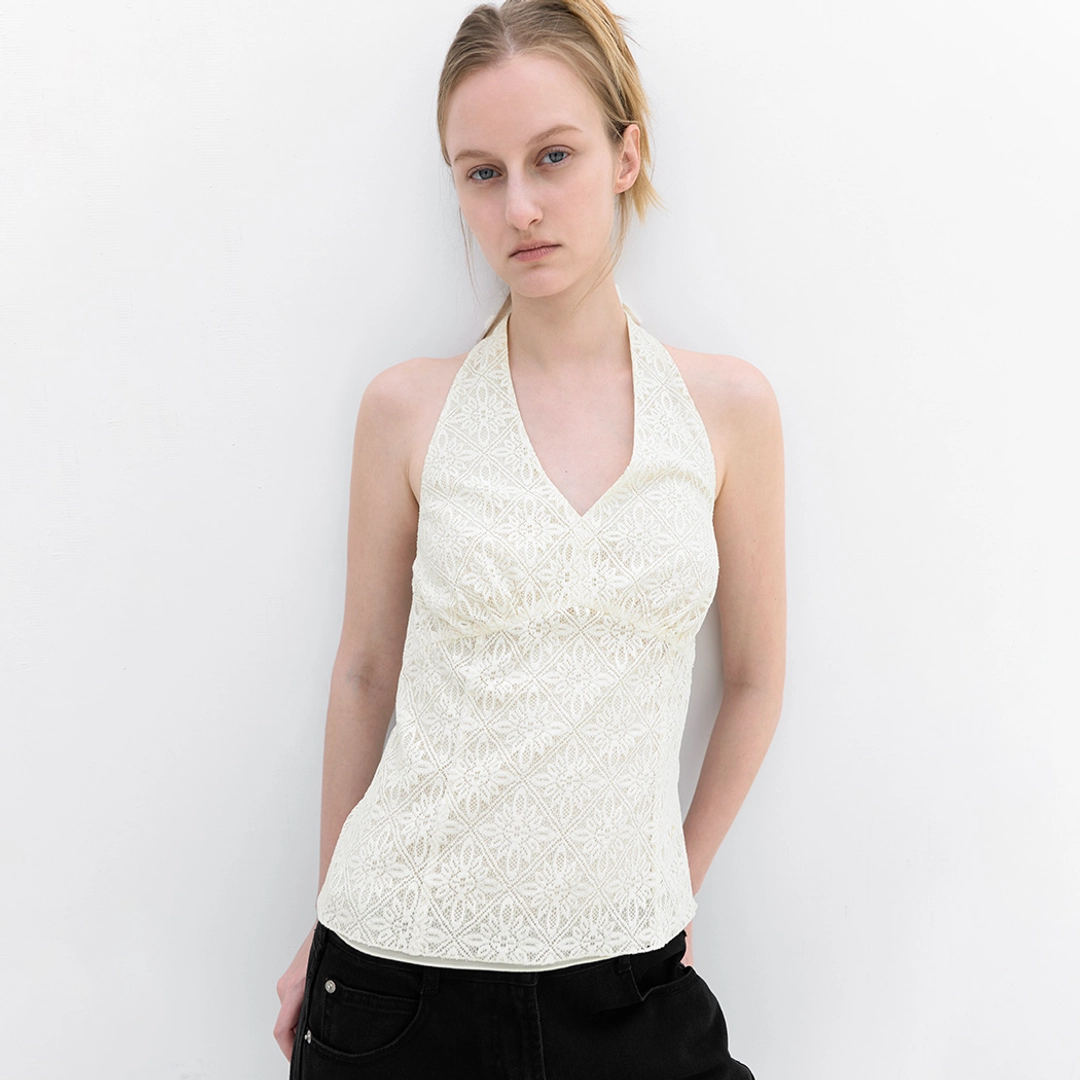 아뜰리에 나인 (BL-4428)LACE HALTER NECK TOP 상품 이미지 2