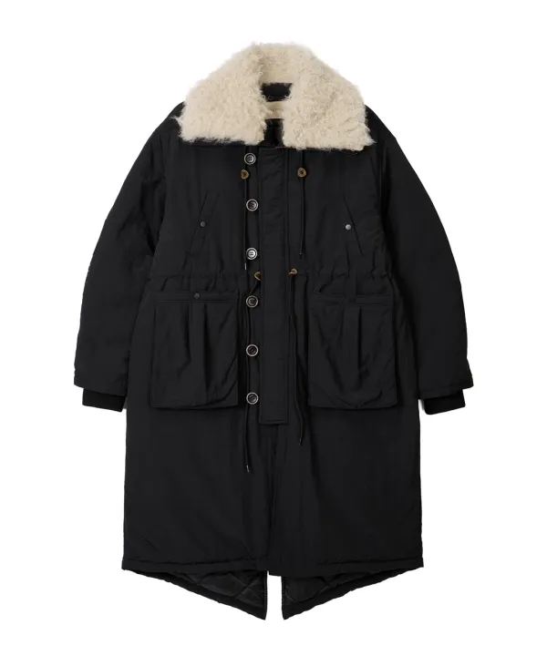 Fur Detachable Fishtail Parka-Black