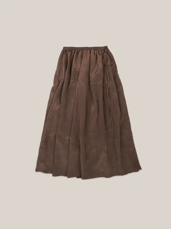 FLAIR WRINKLE SKIRT  [ BROWN ]