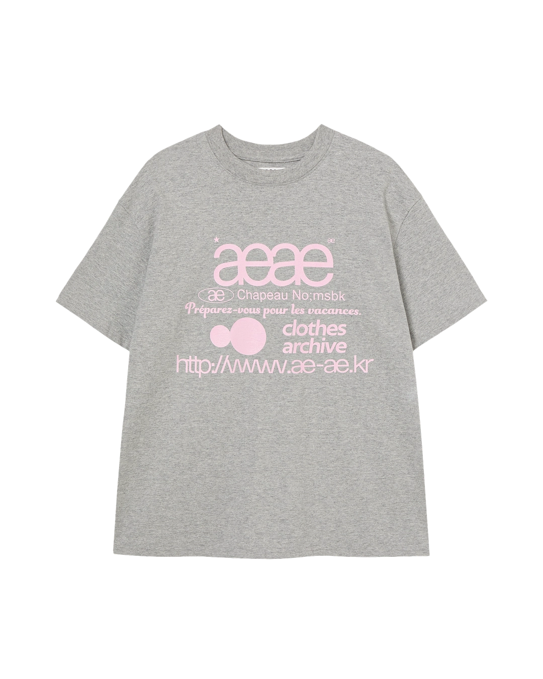 에이이에이이 [6/11 예약발송] WEB LOGO T-SHIRTS [GREY/PINK] 상품 이미지 1