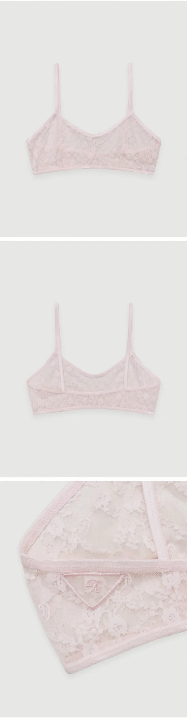 Floral lace bra top (new ver.) - pink