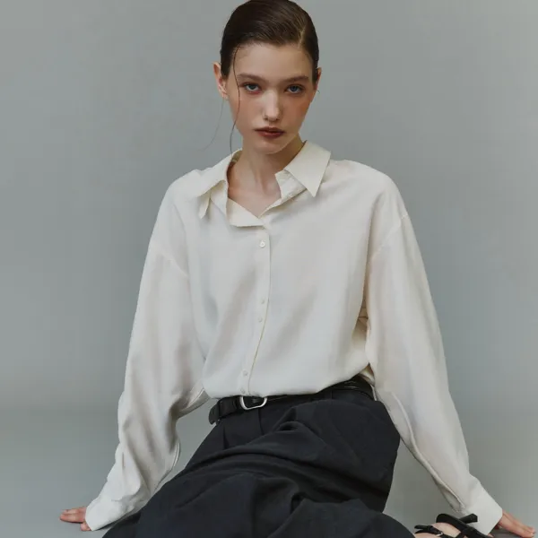 SITP5304 하이넥 실키 셔츠_Ivory