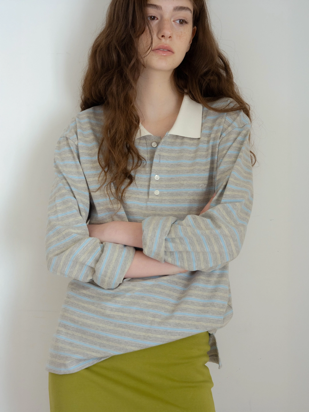 헤더먼트 milky pique polo (grey - blue) 상품 이미지 2