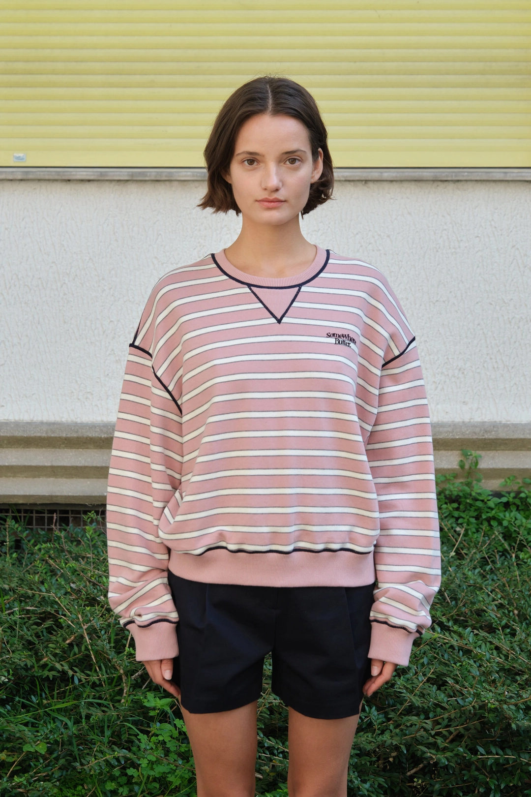 썸웨어버터 Small Wave Logo Stripe Sweatshirt - Pink 상품 이미지 2