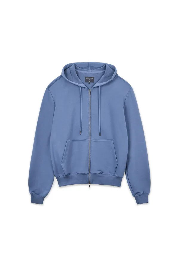BACK LOGO GLITTER HOODY ZIP UP FOR MEN IN BLUE