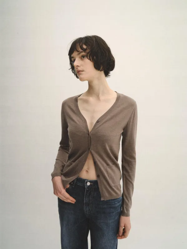 LAUREN CLASSIC CARDIGAN / TAUPE BROWN