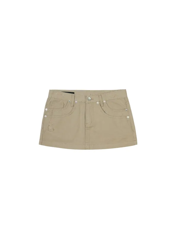 [2ND] DOUBLE POCKET MINI SKIRT, BEIGE