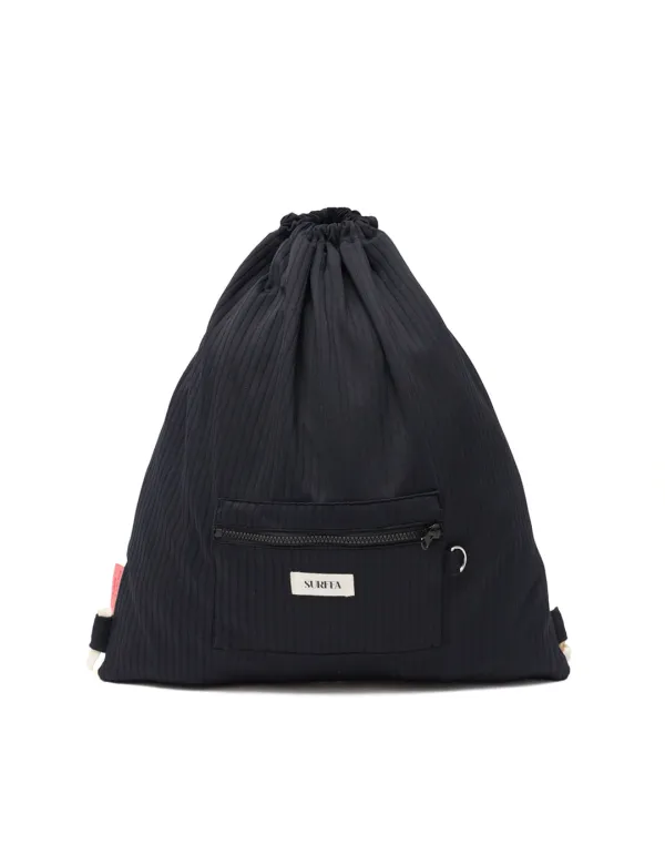 RIBBED STRING BACKPACK_BLACK