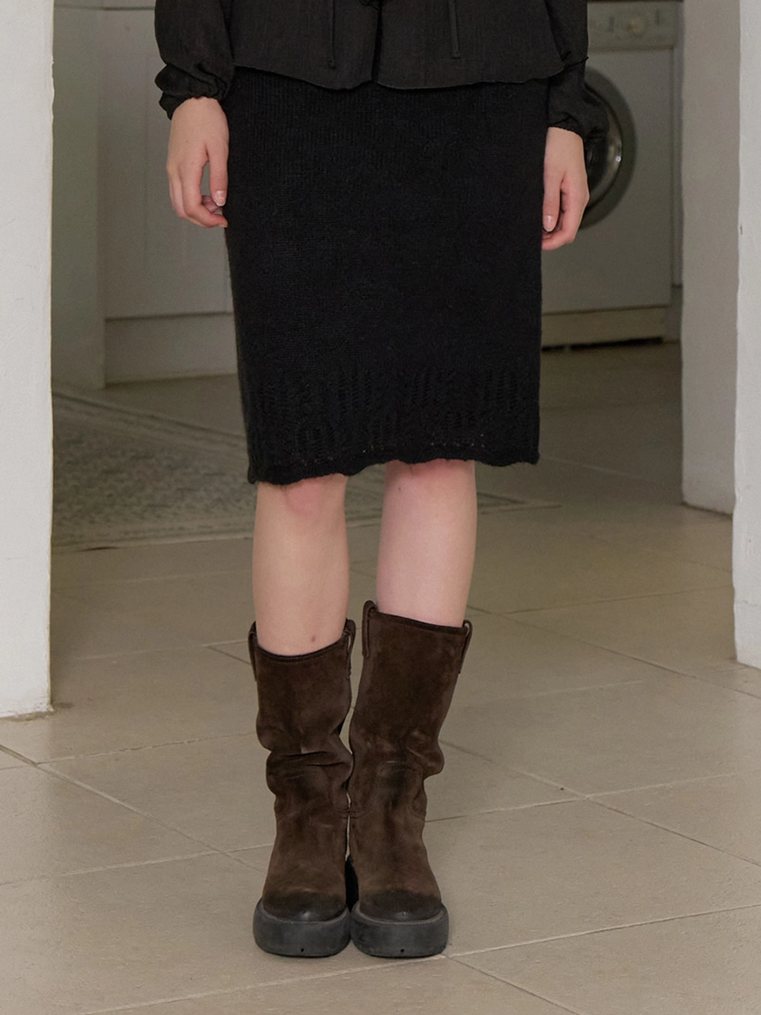 리엘 Shimmery knit skirt (black) 상품 이미지 1