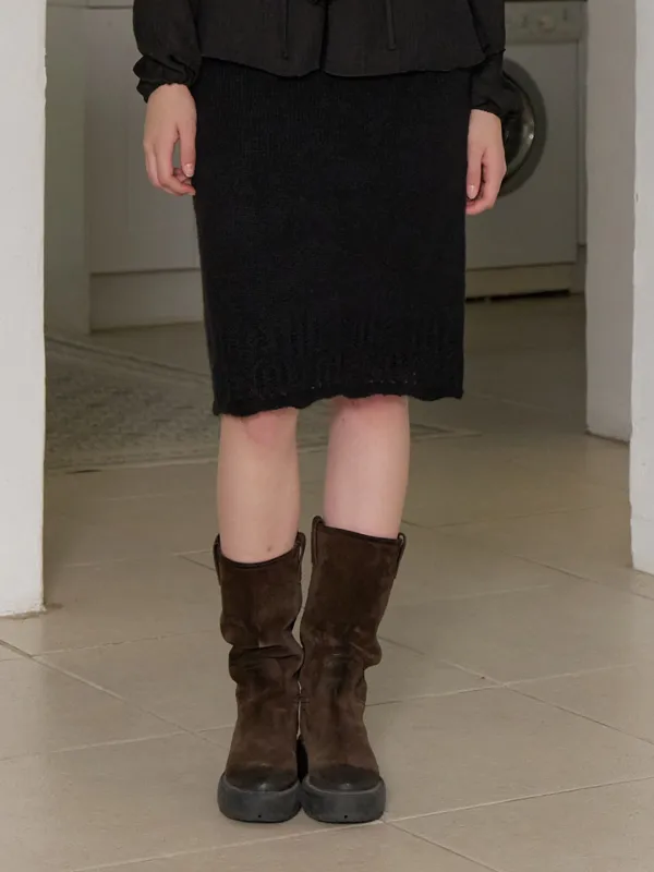 Shimmery knit skirt (black)