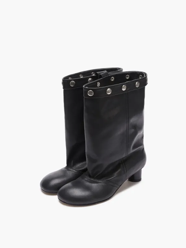 SNAP MIDDLE LEATHER BOOTS_black