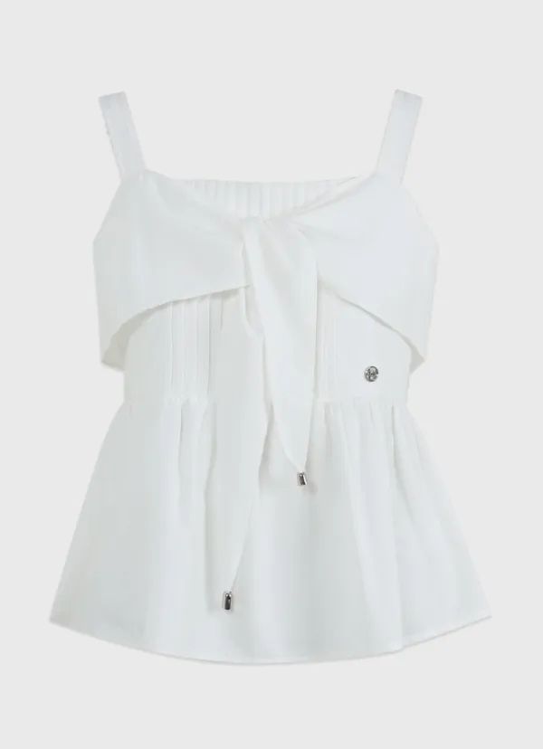  [44-120]  Doris Ribbon Bustier  도리스 리본 뷔스티에 (여름-데일리룩-러블리룩-캐주얼룩-데이트룩-와이드-라운드-어깨끈조절-세미기장-프릴-빅사이즈-자체제작) 