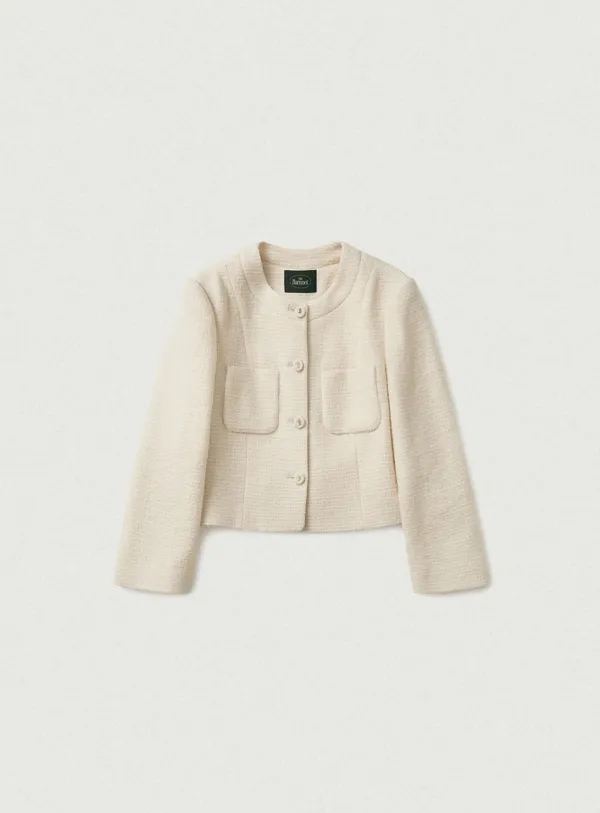 Annes Tweed Set-up Jacket_Cream