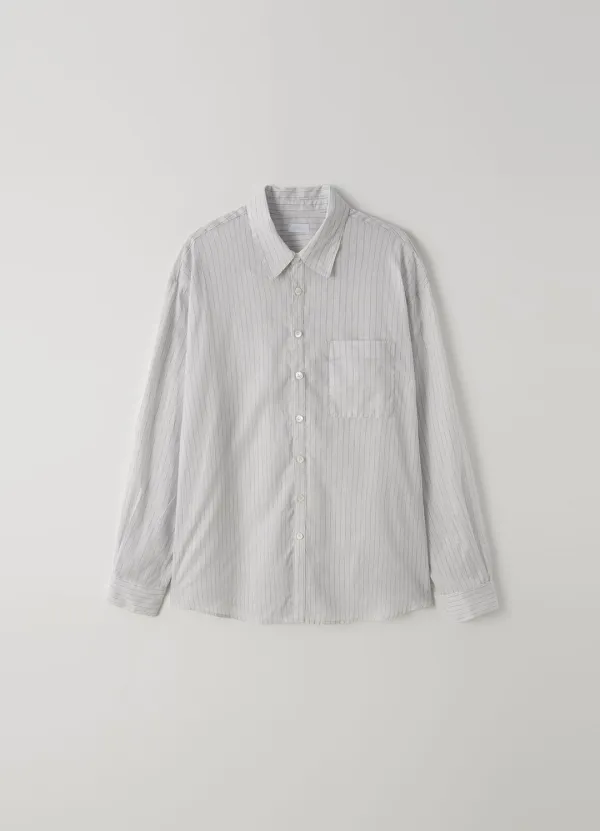 Pauline Stripe Shirt (Blue Gray) (fabric by JAPAN)