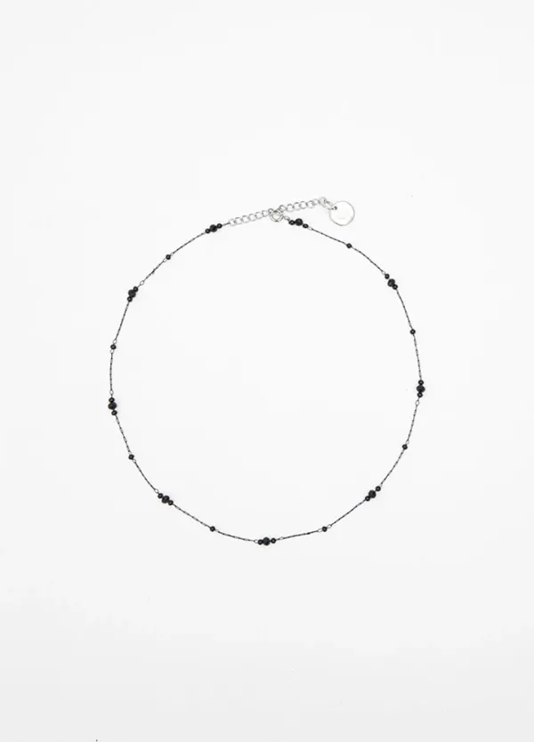 (N-879)BLACK MINI BALL CHAIN NECKLACE