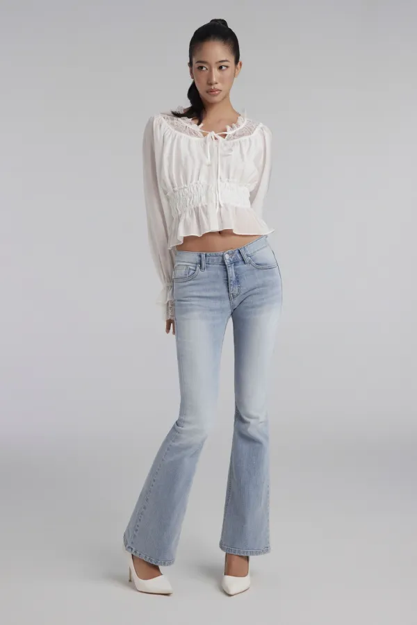 Krystal Clean bootscut low jeans, Light Blue