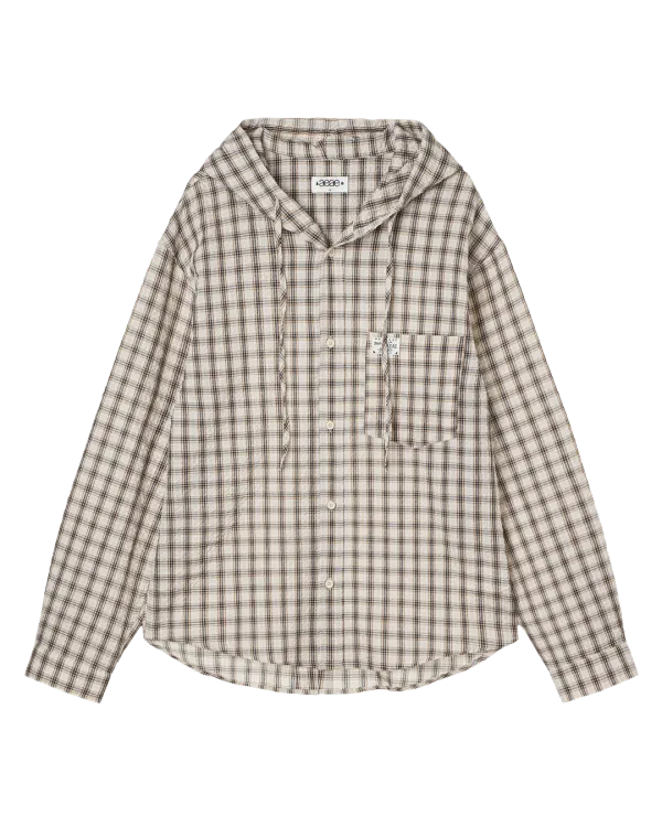 CHECK HOOD SHIRTS [BEIGE]
