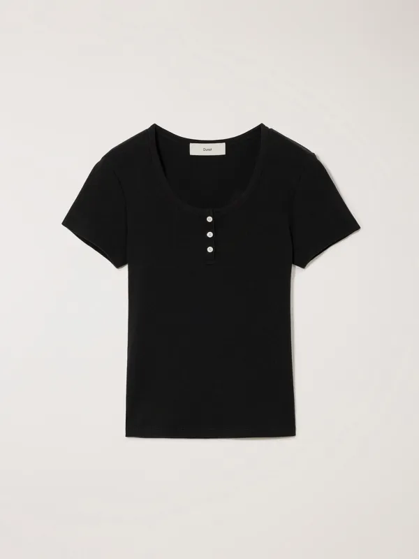 CLASSIC SCOOP NECK TOP BLACK_UDTS6B222BK