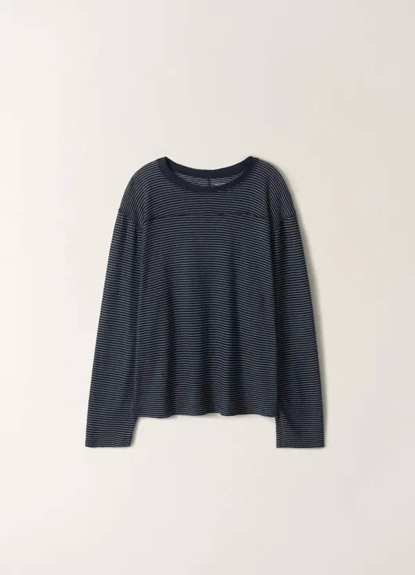 2ND/ Round long sleeve t-shirt (Blue stripe)