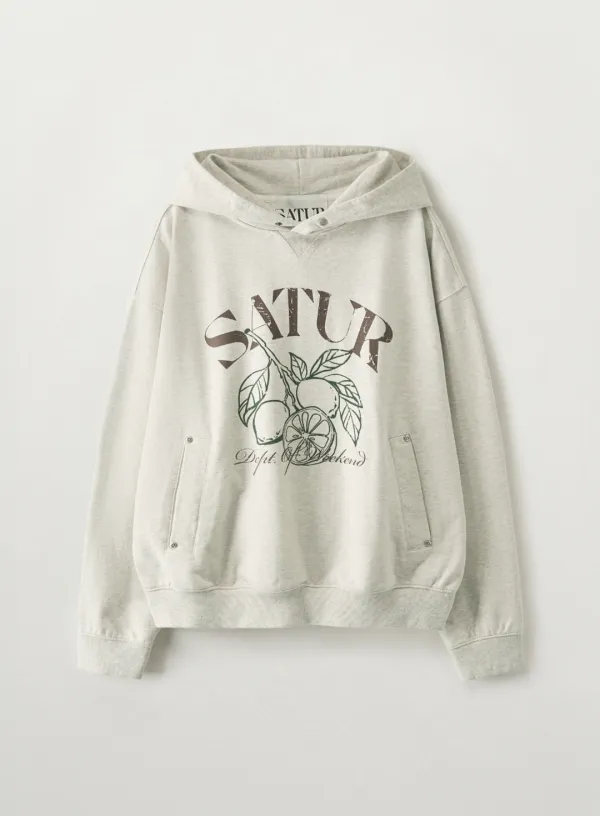 Citron Drawing Pocket Hoodie - Oatmeal