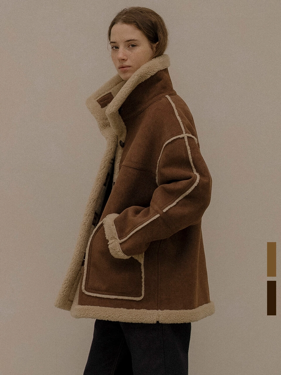 노운베러 Suede patch-pocket shearling jacket [KNFW05JP02]_[2color] 상품 이미지 1
