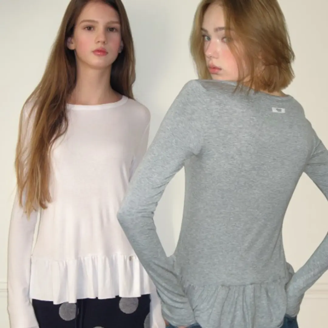 론론 PENDANT RUFFLE LAYERED SLIM LONG SLEEVE (6color) 상품 이미지 2