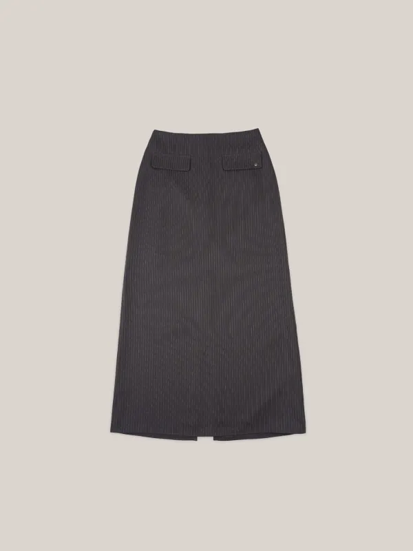 STRIPE STUD SKIRT  [ CHARCOAL ]
