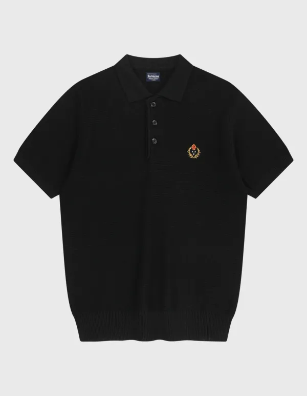 CREST MERINO WOOL POLO SHIRT / Black