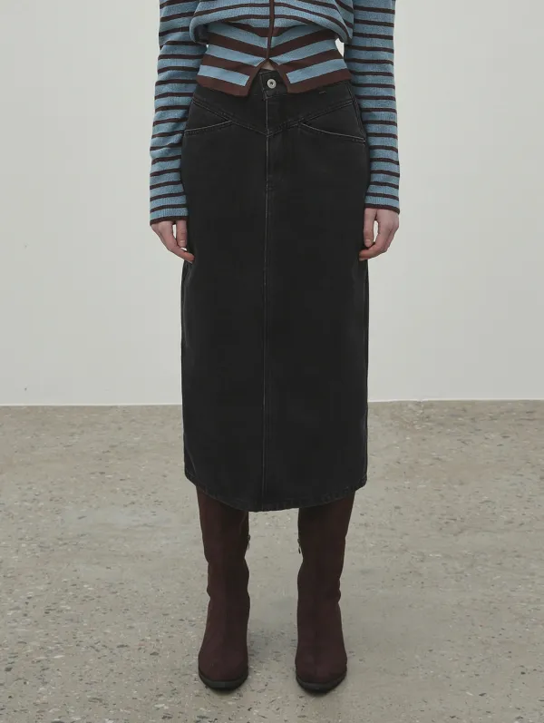 Signature Denim Skirt (Charcoal)