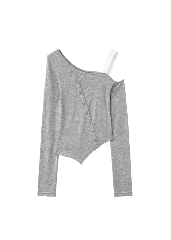 [2ND 10/6~ 발송] FAKE PLACKET MIXED TOP, GRAY