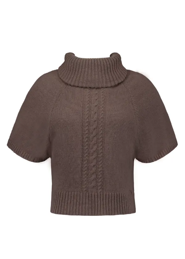 [PRE-ORDER] CARAMEL KNIT HALF TOP [BROWN]