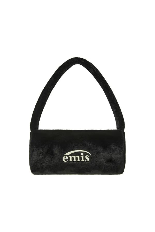 FUR CYLINDER BAG-BLACK