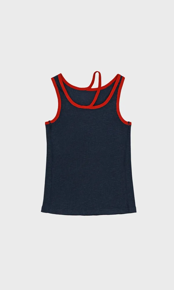 Color Line Sleeveless Top_Navy