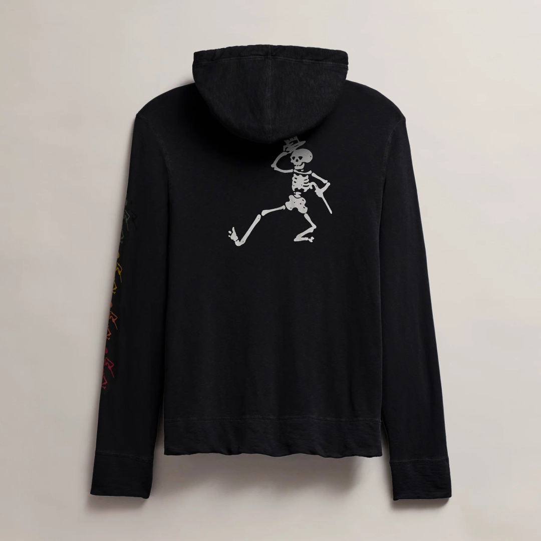 제임스펄스 Men's Grateful Dead Dancing Skeleton Full Zip Hoodie - Black 상품 이미지 2