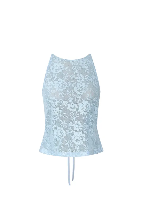 LACE TIE-UP OPEN BACK TOP (LIGHT BLUE)
