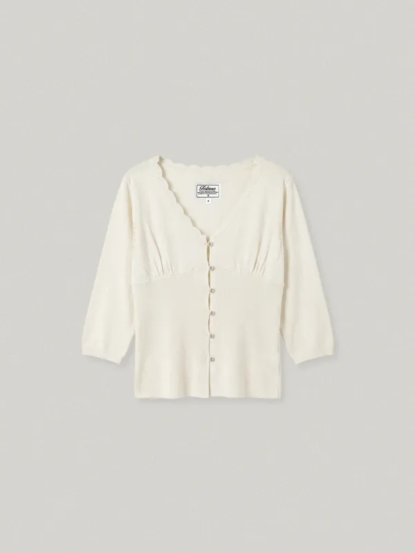 DENTELLE LACE FITTED CARDIGAN - IVORY당텔 레이스 피티드 가디건
